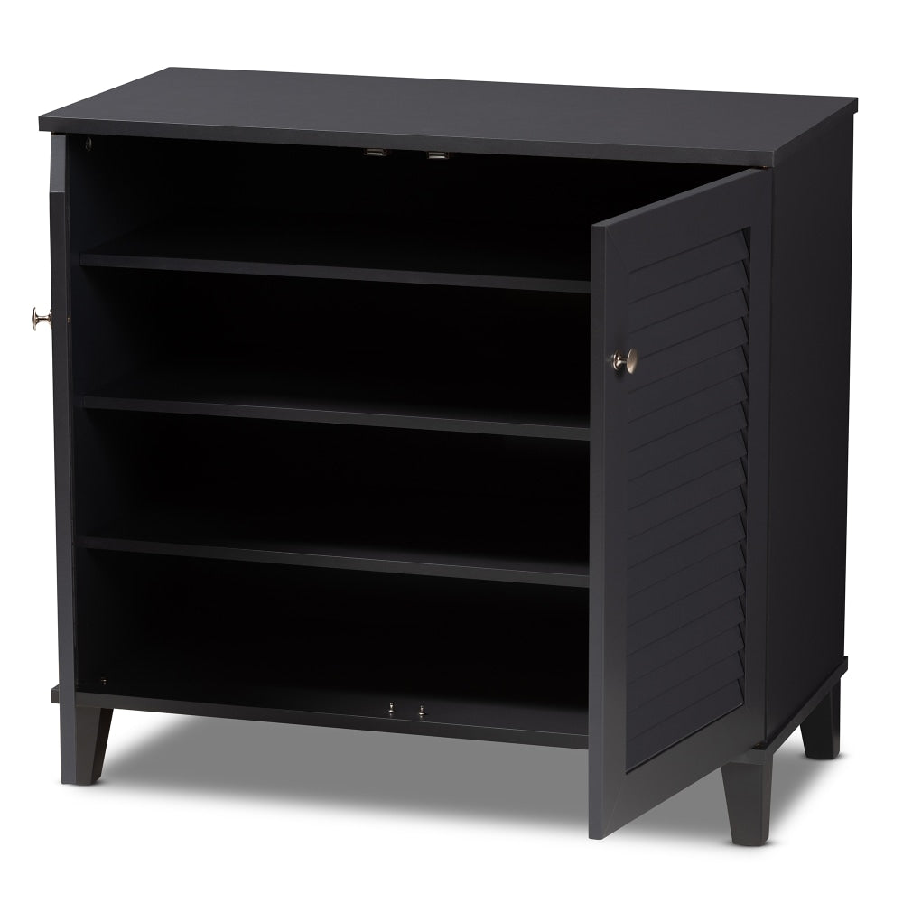 Baxton Studio Coolidge Finished 4-Shelf Wood Shoe Storage Cabinet, Dark Gray