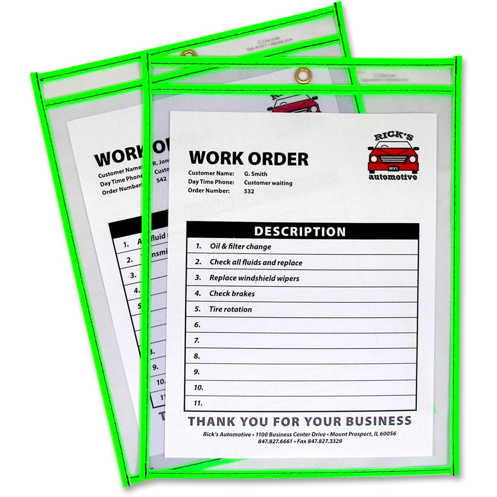 C-Line Neon Color Stitched Shop Ticket Holder, 9in x 12in, Neon Green