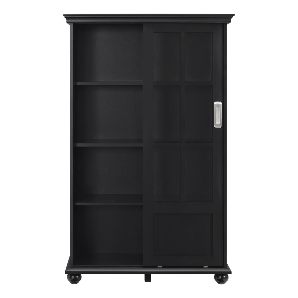 Ameriwood Home Aaron Lane 51inH 4-Shelf Bookcase With Sliding Glass Doors, Black