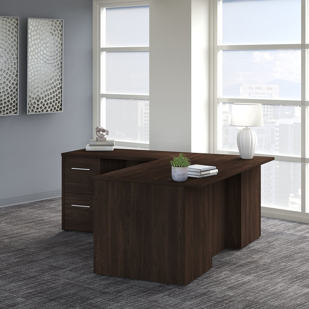 Bush Business Furniture Office 500 72inW L-Shaped Executive Corner Desk With Drawers, Black Walnut, Standard Delivery