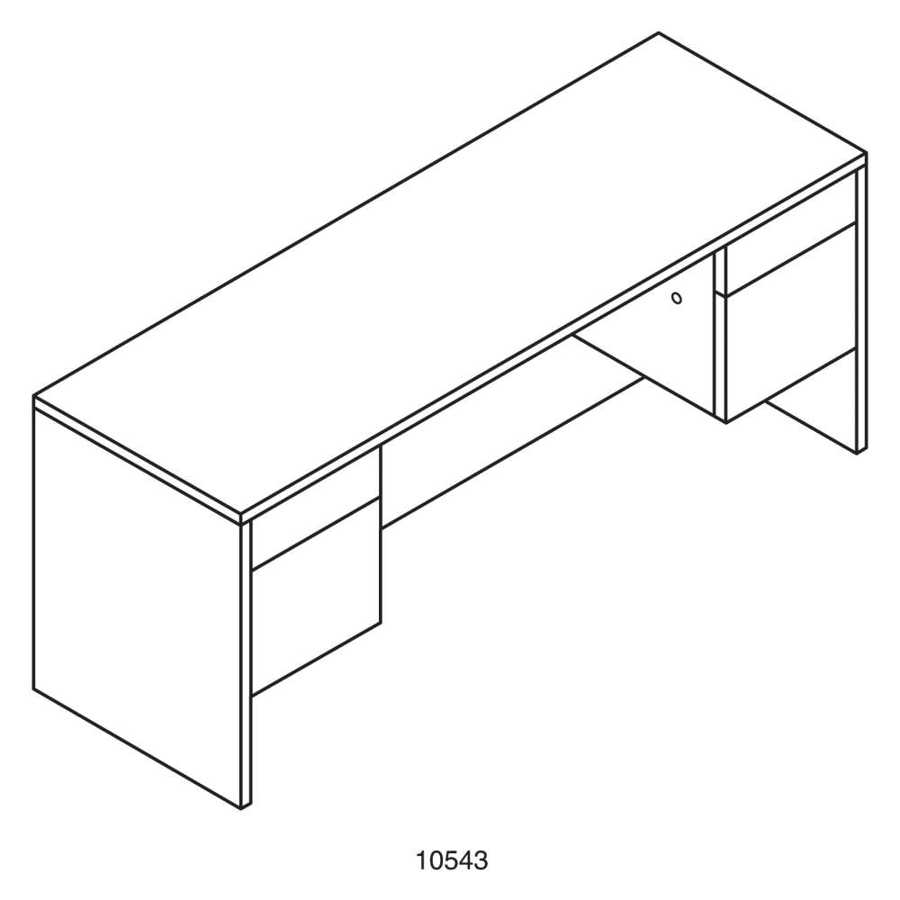 HON 10500 72inW Kneespace Computer Desk Credenza, Mahogany