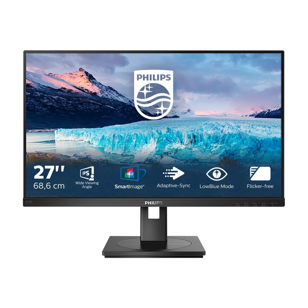 Philips S-line 272S1AE - LED monitor - 27in - 1920 x 1080 Full HD (1080p) @ 75 Hz - IPS - 250 cd/m2 - 1000:1 - 4 ms - HDMI, DVI-D, VGA, DisplayPort - speakers - black texture