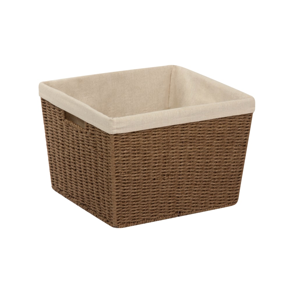 Honey-Can-Do Paper Rope Basket With Liner, Medium Size, 10in x 15in x 13in, Brown