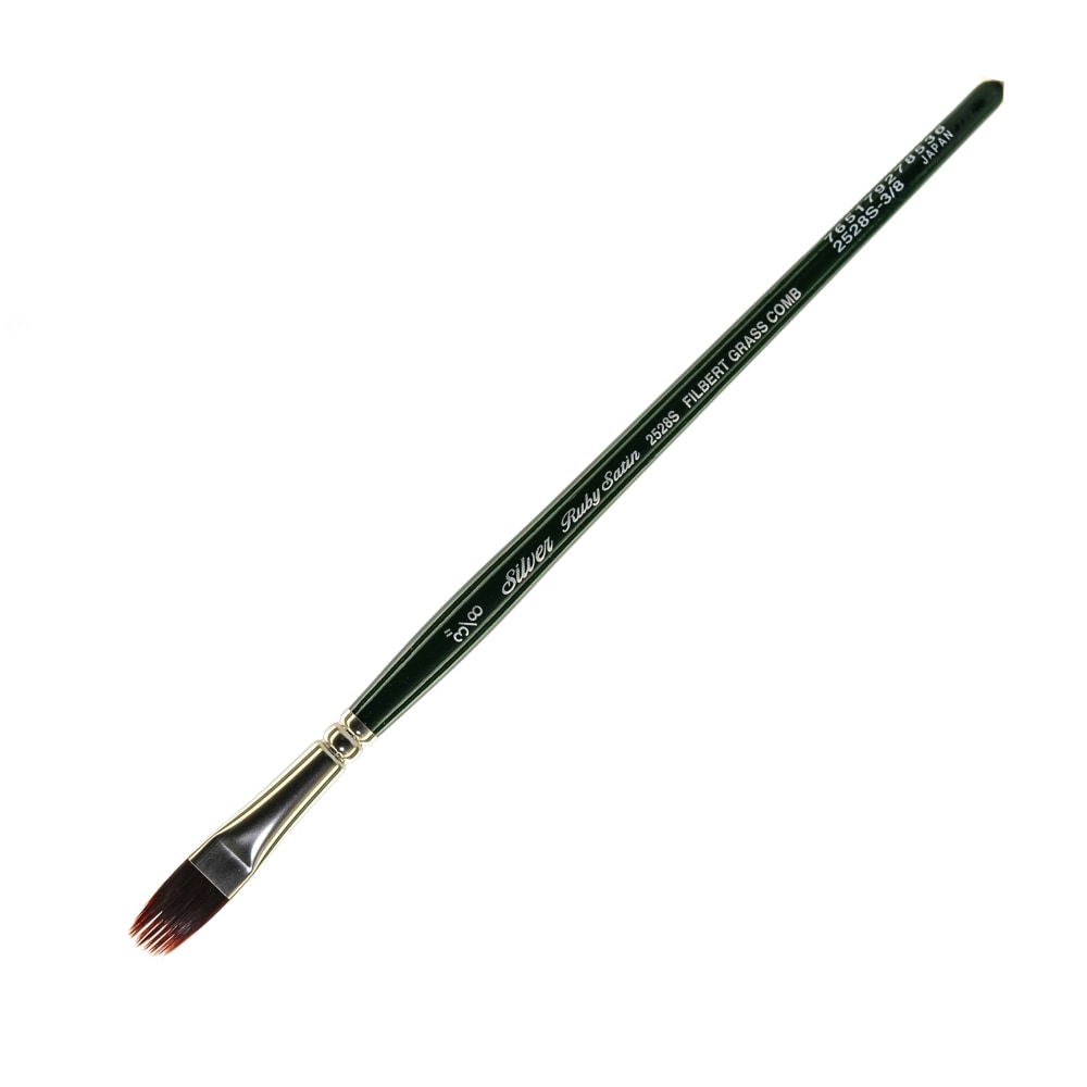 Silver Brush Ruby Satin Series Short-Handle Paint Brush 2528S, 3/8in, Grass Comb Bristle, Synthetic, Multicolor