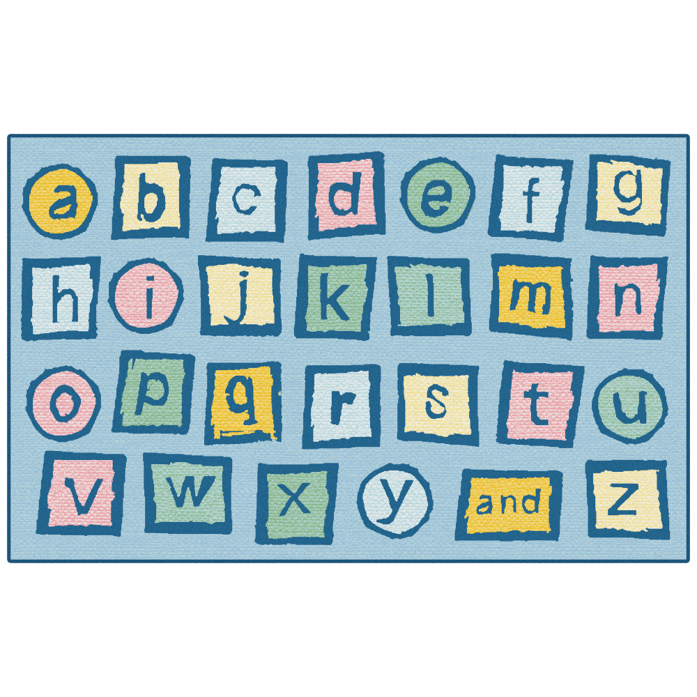 Carpets for Kids KID$Value PLUS Alphabet Blocks Activity Rug, 7ft6in x 12ft , Light Blue