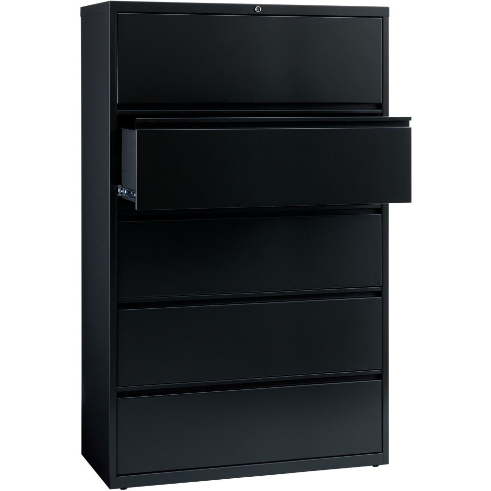 Lorell Fortress 42inW x 18-5/8inD Lateral 5-Drawer File Cabinet, Black