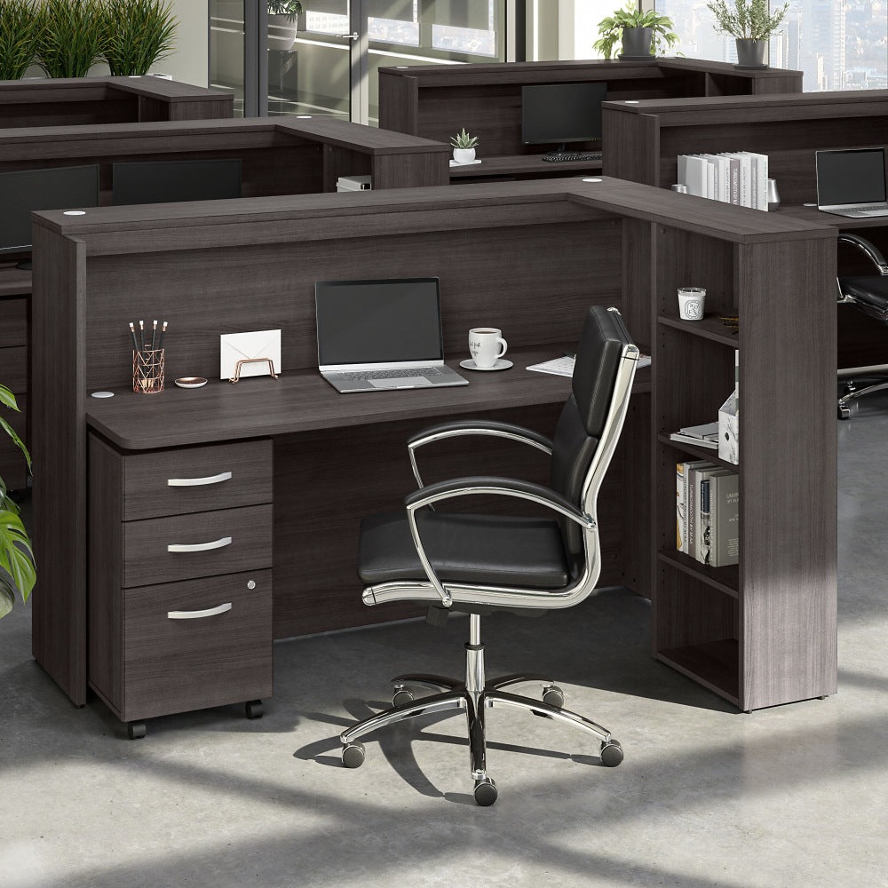 Bush Business Furniture Studio C 72inW Cubicle Computer Desk With Shelves And Mobile File Cabinet, Storm Gray, Standard Delivery