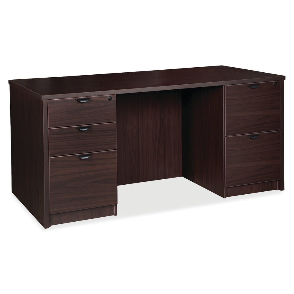 Lorell Prominence 2.0 66inW Double-Pedestal Computer Desk, Espresso