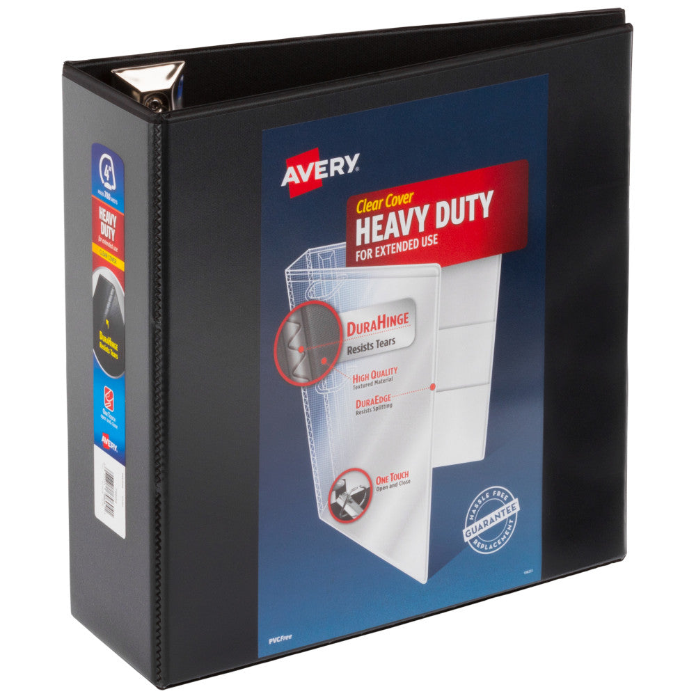 Avery Heavy-Duty View 3 Ring Binder, 4in One Touch EZD Rings, Black, 1 Binder