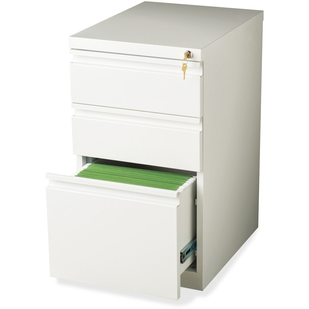 WorkPro 20inD Vertical 3-Drawer Mobile Pedestal File Cabinet, White