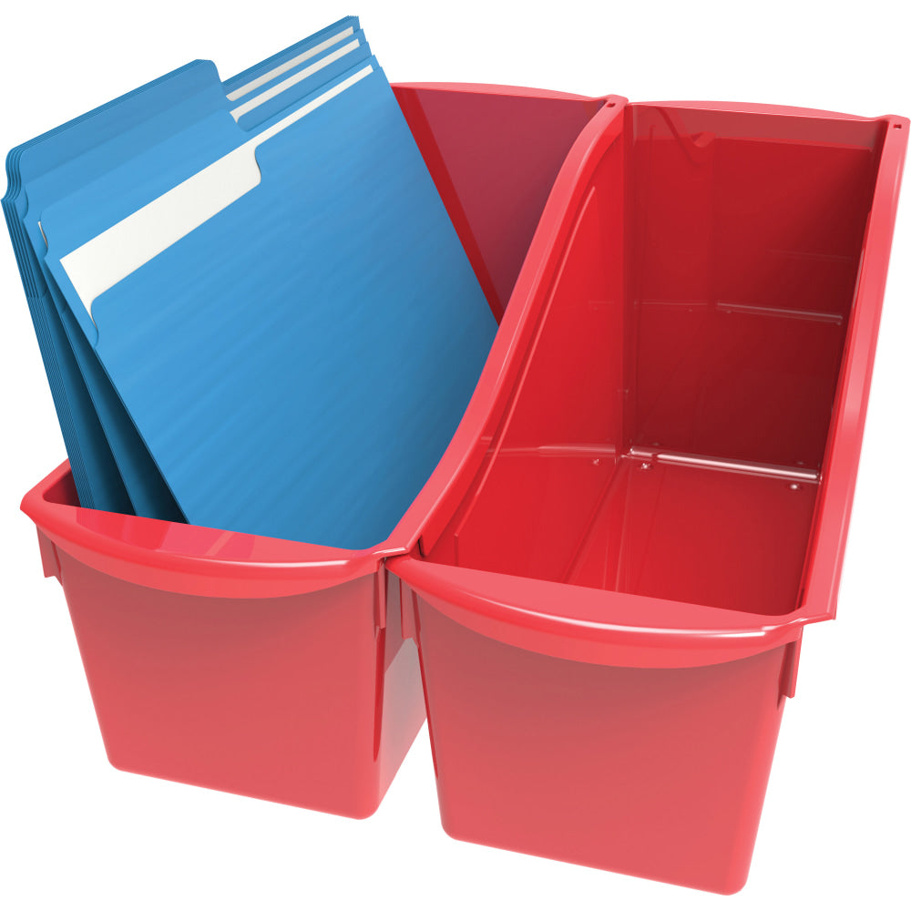 Storex Book Bin Set, Medium Size, Red, Carton Of 6