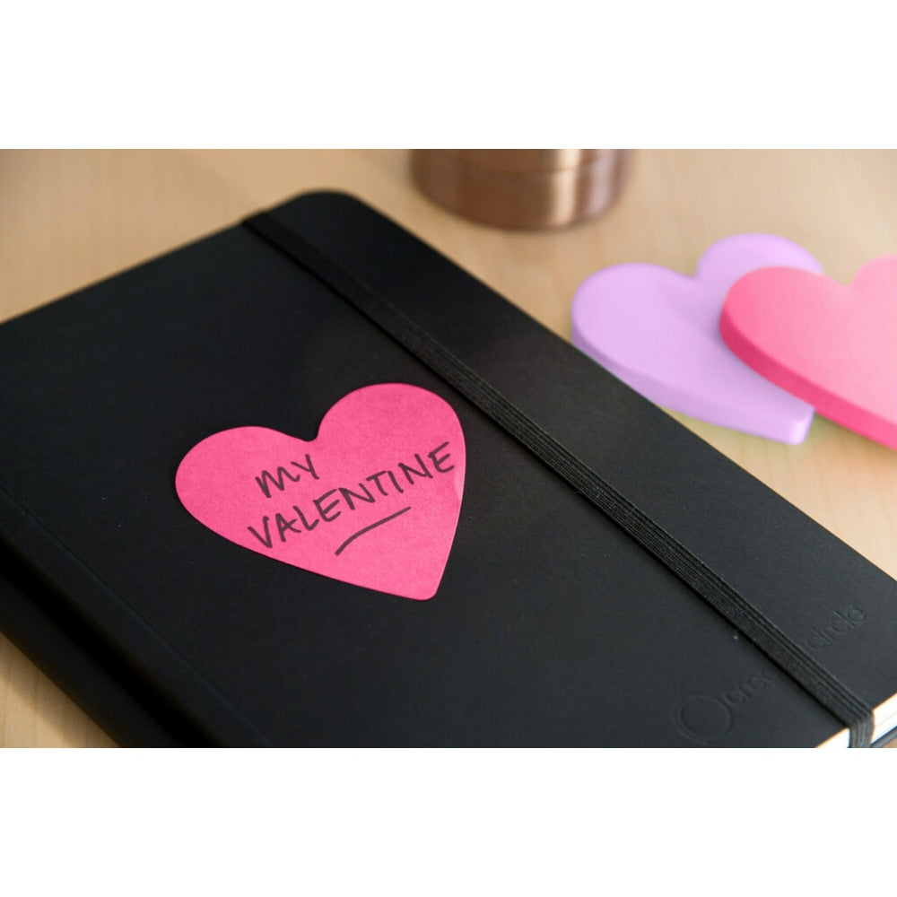 Post-it Notes, Super Sticky Die-Cut Heart Shape, 3in x 3in, Purple, Pink, 75 Sheets Per Pad, Pack Of 2 Pads