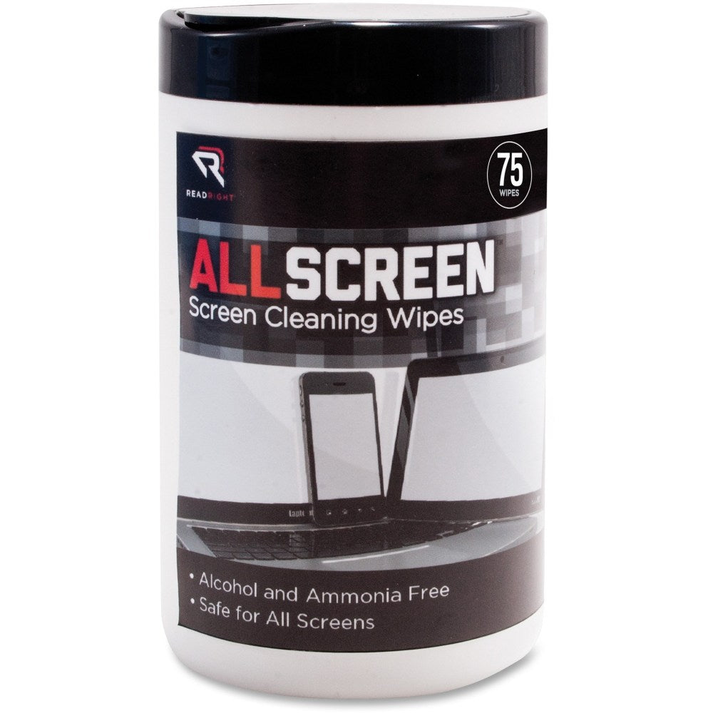 Advantus Read/Right AllScreen Screen Cleaning Wipes - For Display Screen - Alcohol-free, Ammonia-free - 75 / Canister - 1 Each - Assorted