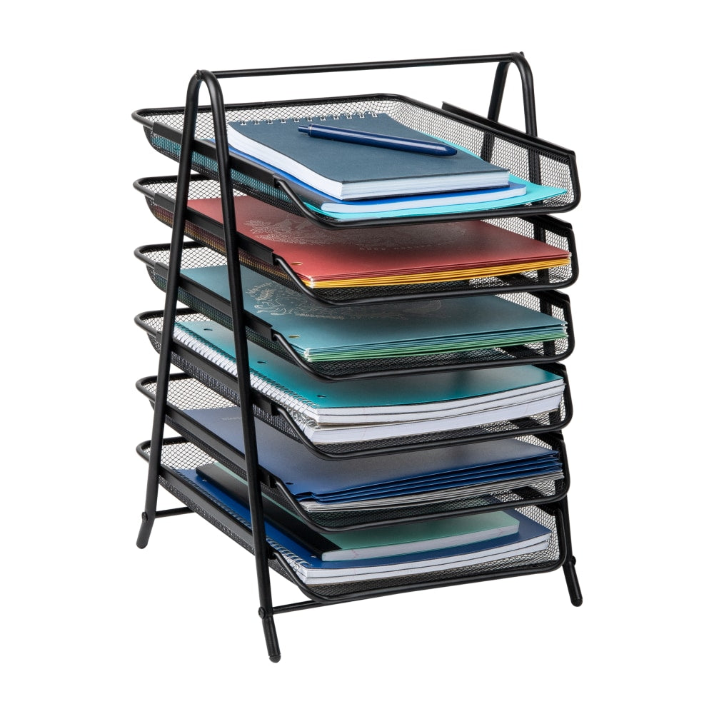 Mind Reader Network Collection 6-Tier Paper Tray, 18inH x 13-3/4inW x 11-3/4inD, Black