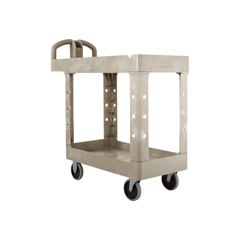 Rubbermaid 2-Shelf Heavy-Duty Utility Cart, 38.88inH x 17.13inW x 38.5inD, Beige