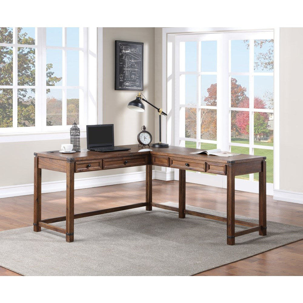 Office Star Baton Rouge 60inW L-Shaped Computer Desk, Brushed Walnut