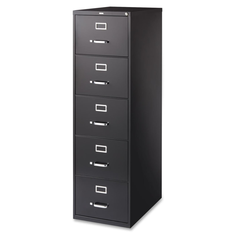 WorkPro 26-1/2inD Vertical 5-Drawer Legal-Size File Cabinet, Black