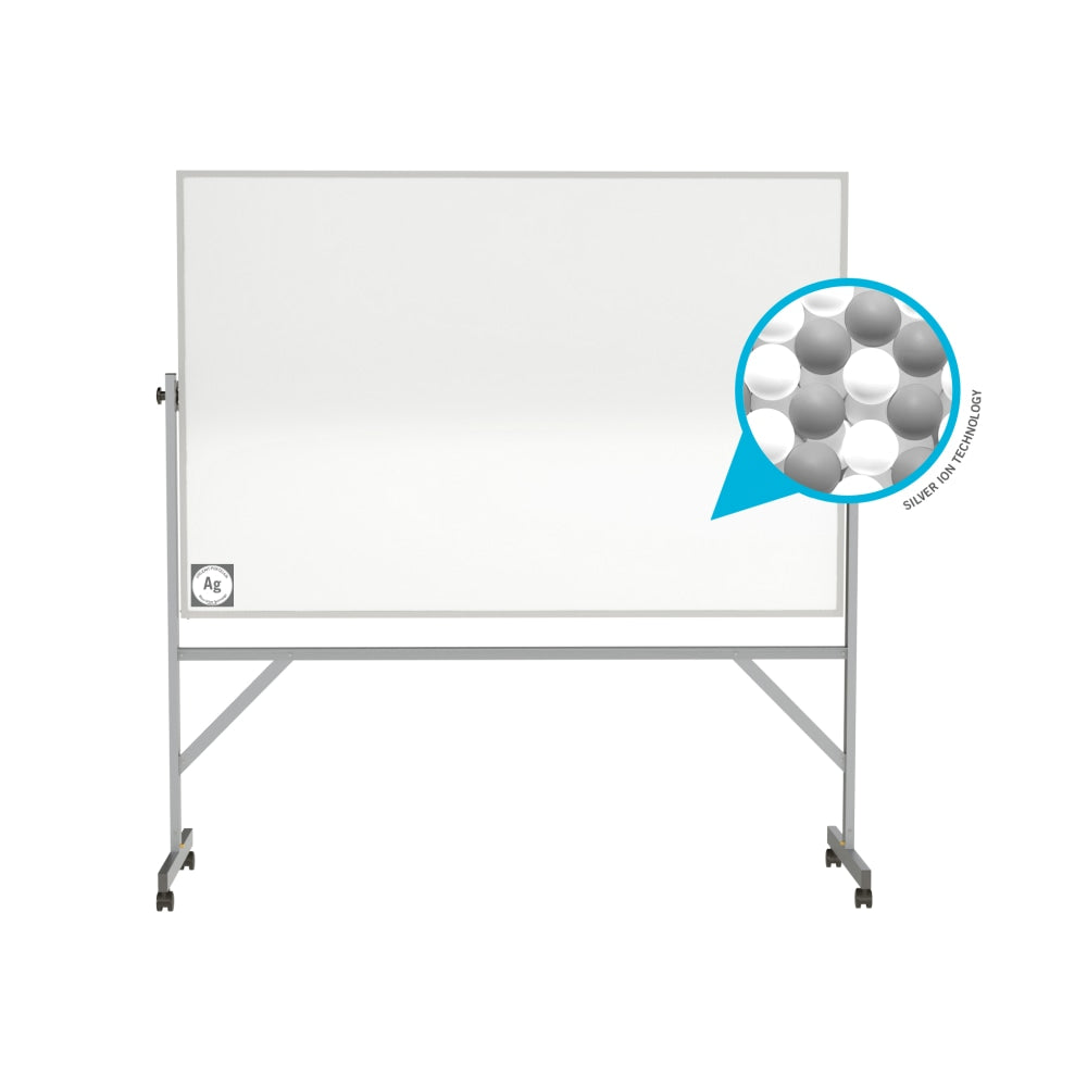 Ghent Reversible Magnetic Hygienic Porcelain Whiteboard, Aluminum Frame, 48inH x 72inW, White