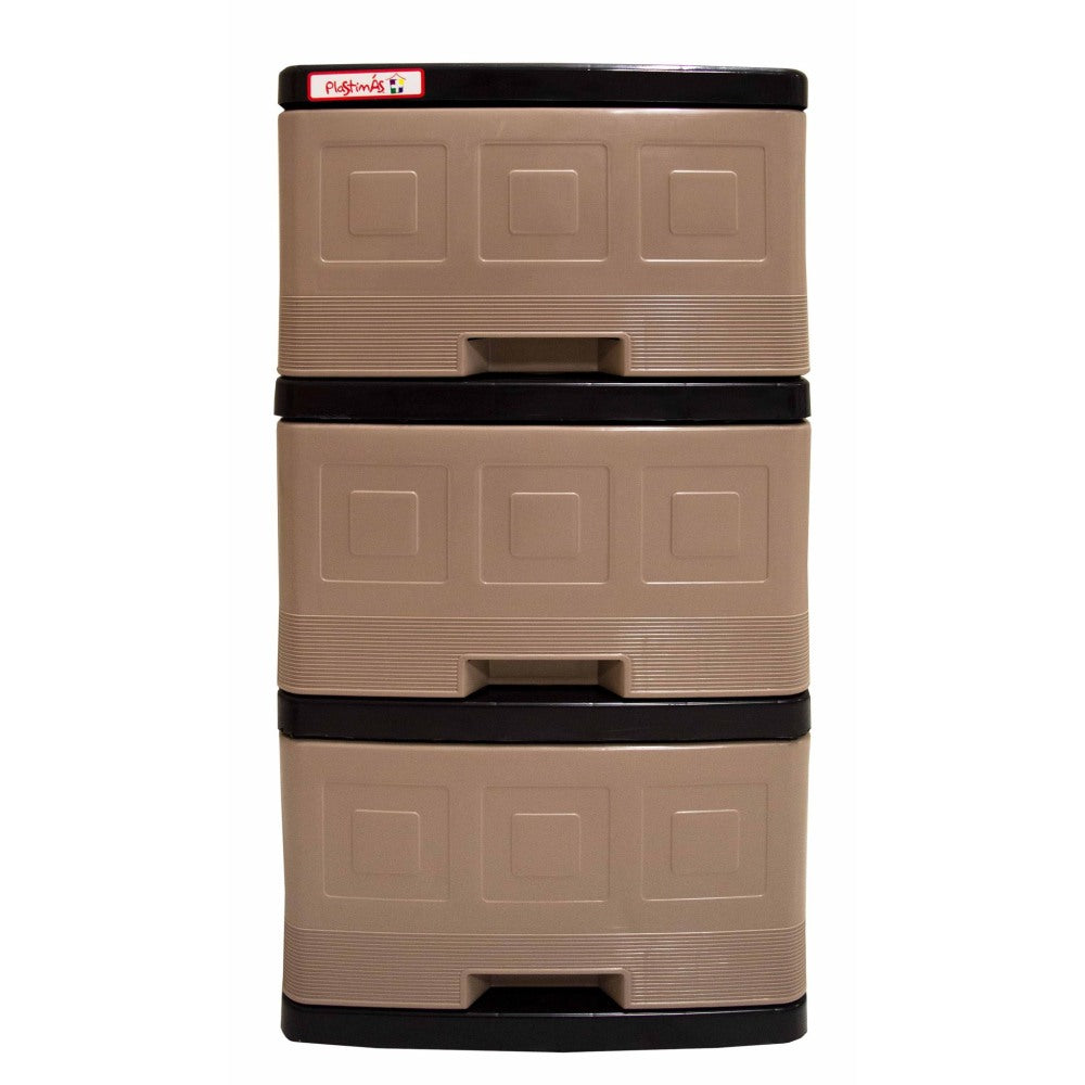 Inval 3-Drawer 13inW Freestanding Cabinet, Taupe/Espresso