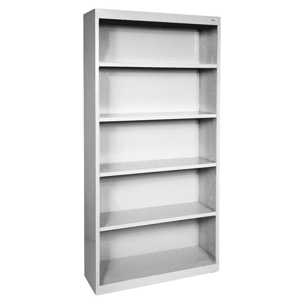 Lorell Fortress Series Steel Modular Shelving Bookcase, 5-Shelf, 72inH x 34-1/2inW x 13inD, Light Gray