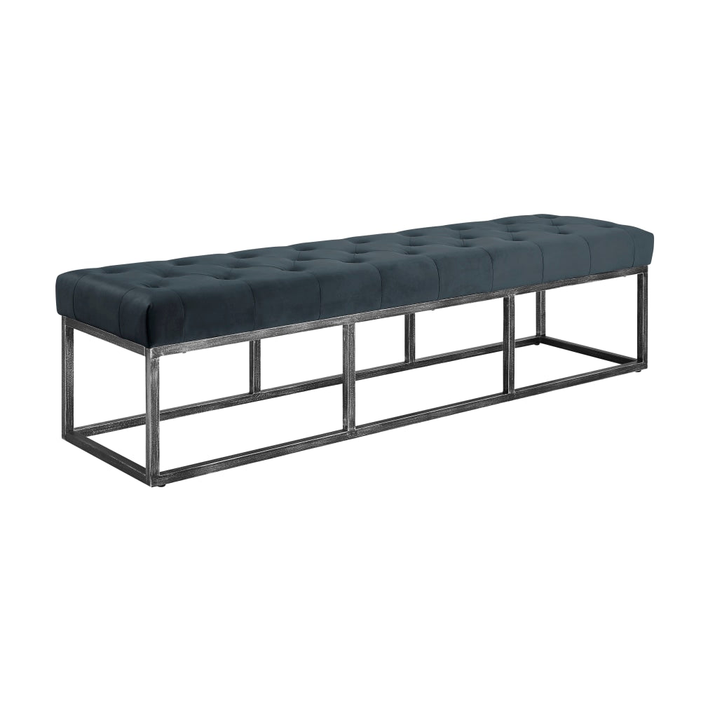 Serta Danes Tufted Bench, Cobalt Blue/Iron