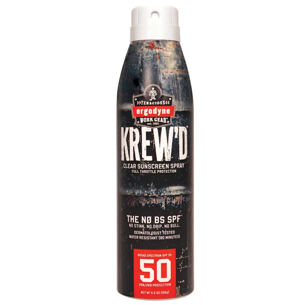 Ergodyne KREW-d 6353 SPF 50 Sunscreen Sprays, 5.5 Oz, Case Of 12 Sprays