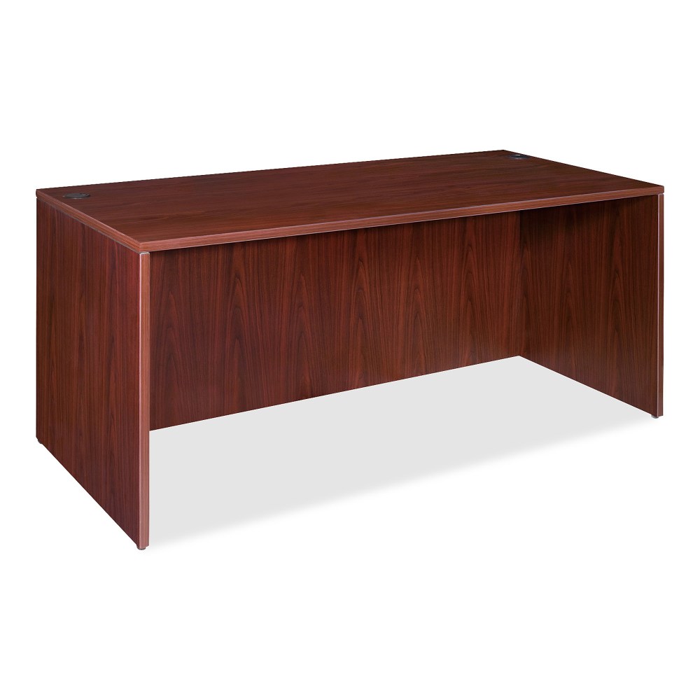 Lorell Essentials 60inW Rectangular Shell Computer Desk, Mahogany