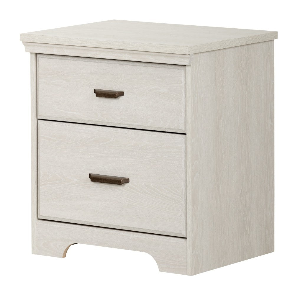 South Shore Versa 2-Drawer Nightstand, 25-1/4inH x 23inW x 17-3/4inD, Winter Oak