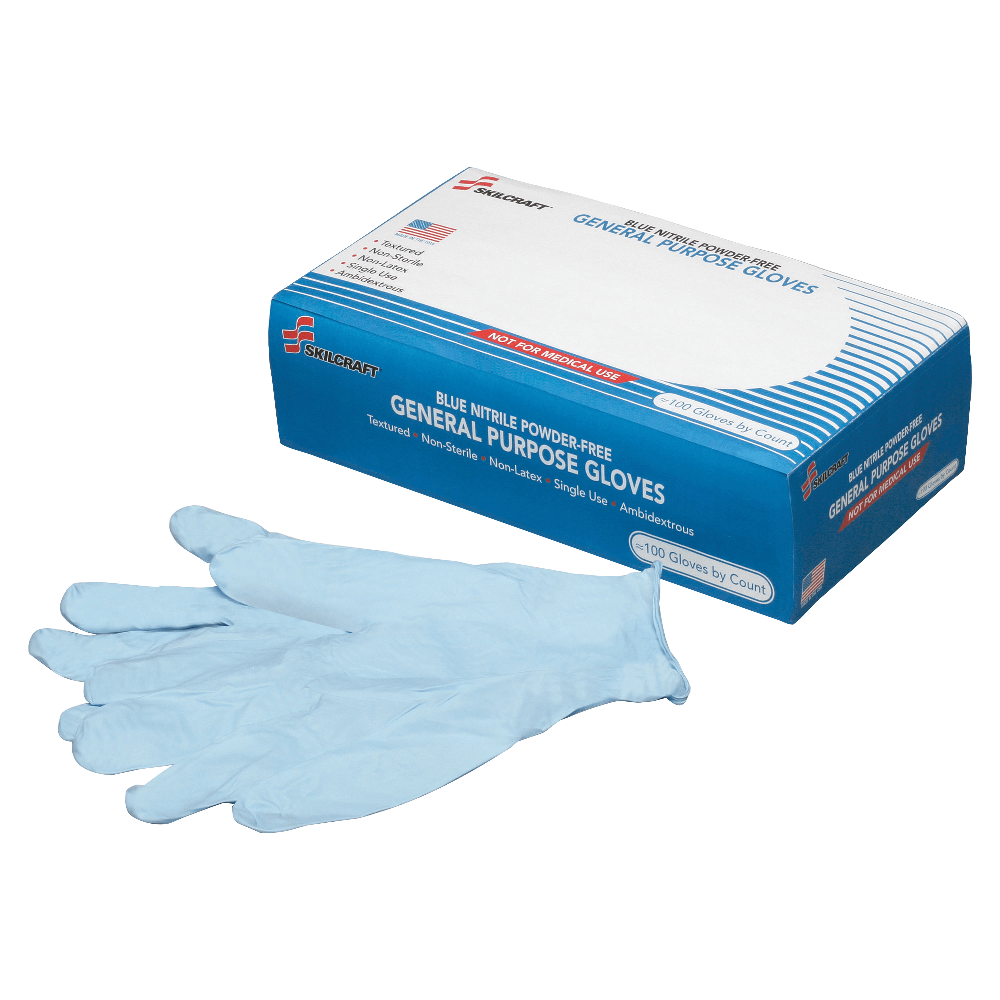 SKILCRAFT Disposable Nitrile General Purpose Gloves, Small, Blue, Box Of 100