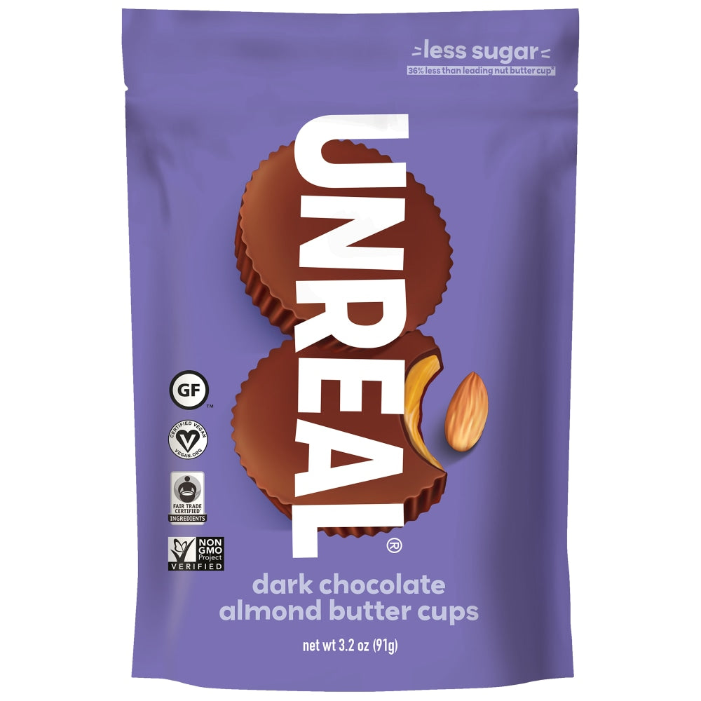 Unreal Chocolate Almond Butter Cups, 3.2 Oz, Pack Of 2 Bags