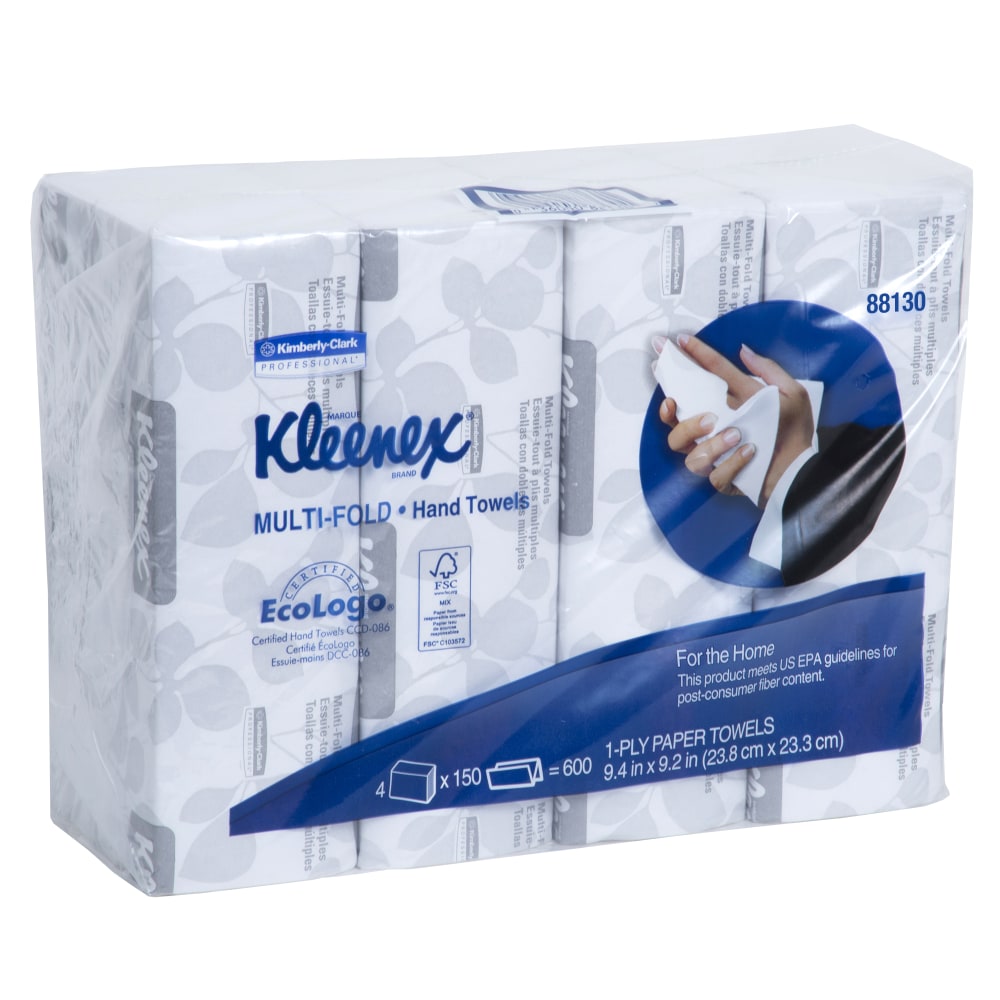 Kleenex Multi-Fold 1-Ply Paper Towels, 150 Per Pack, Case Of 4 Packs