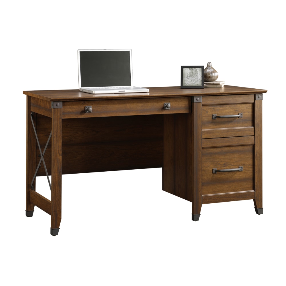 Sauder Carson Forge 54inW Computer Desk, Washington Cherry