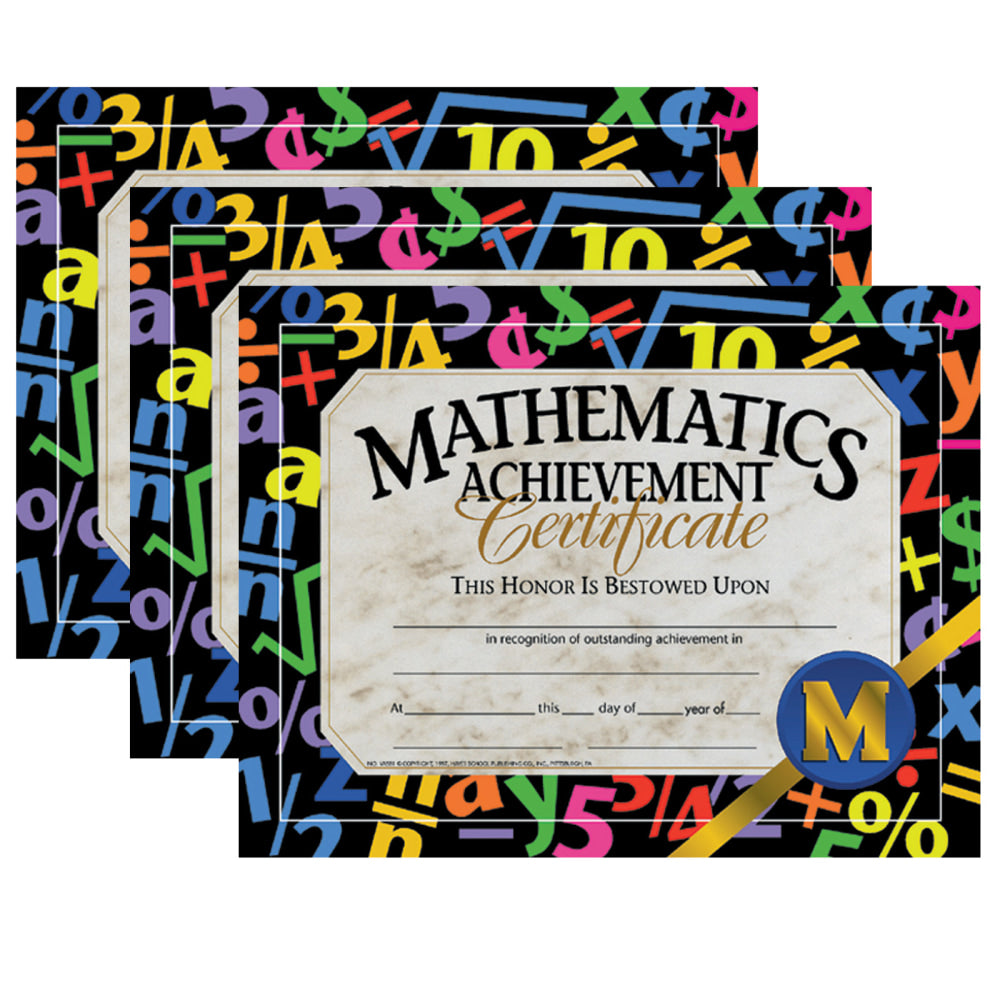 Hayes Certificates, 8-1/2in x 11in, Mathematics Achievement, 30 Certificates Per Pack, Set Of 3 Packs