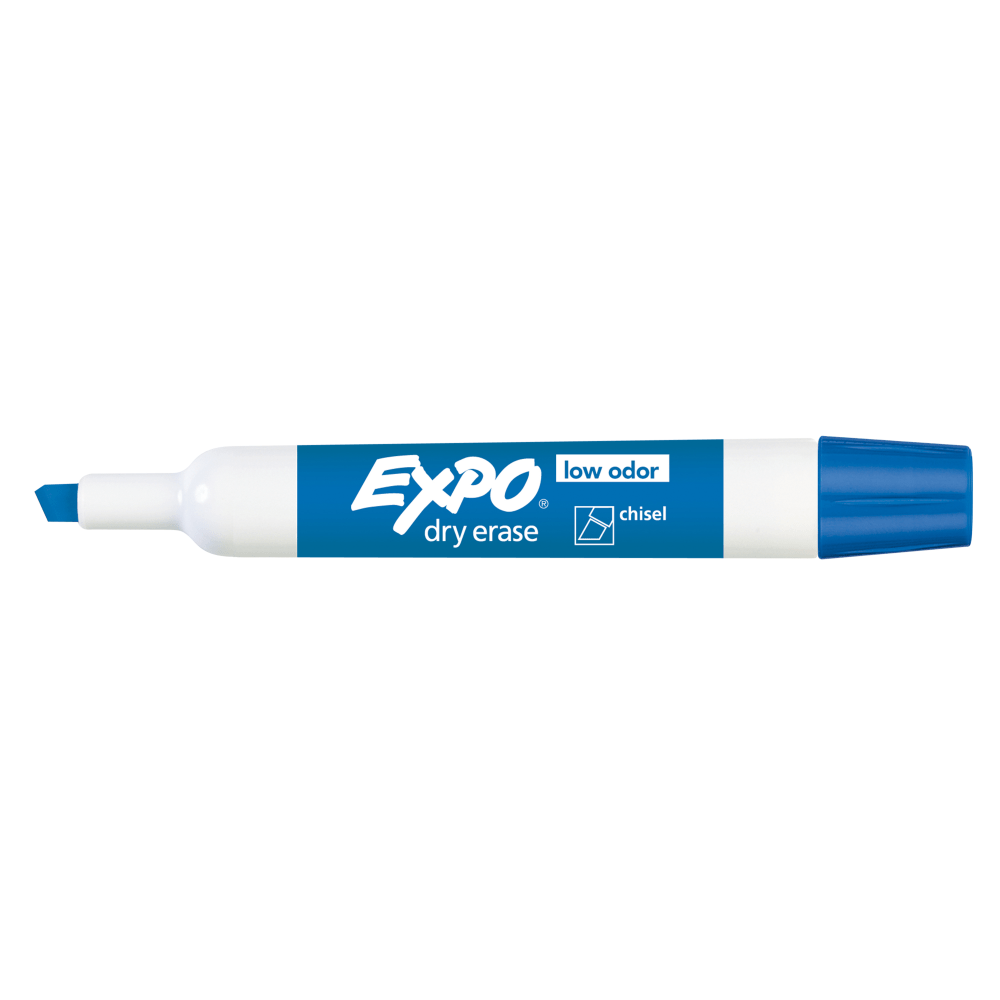 EXPO Low-Odor Dry-Erase Markers, Chisel Point, Blue, Pack Of 12