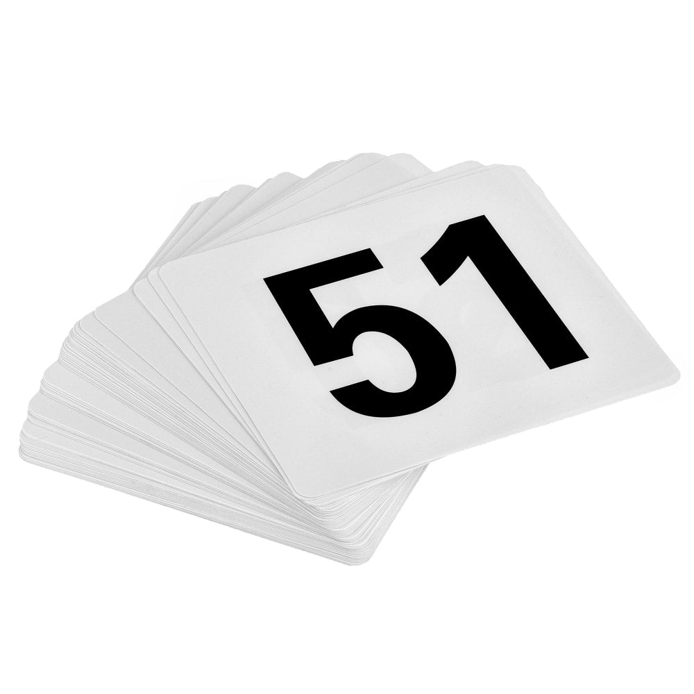 Alpine Double-Sided Table Numbers, 51-100, 3-3/4in x 4in, Black/White, Pack Of 250 Numbers