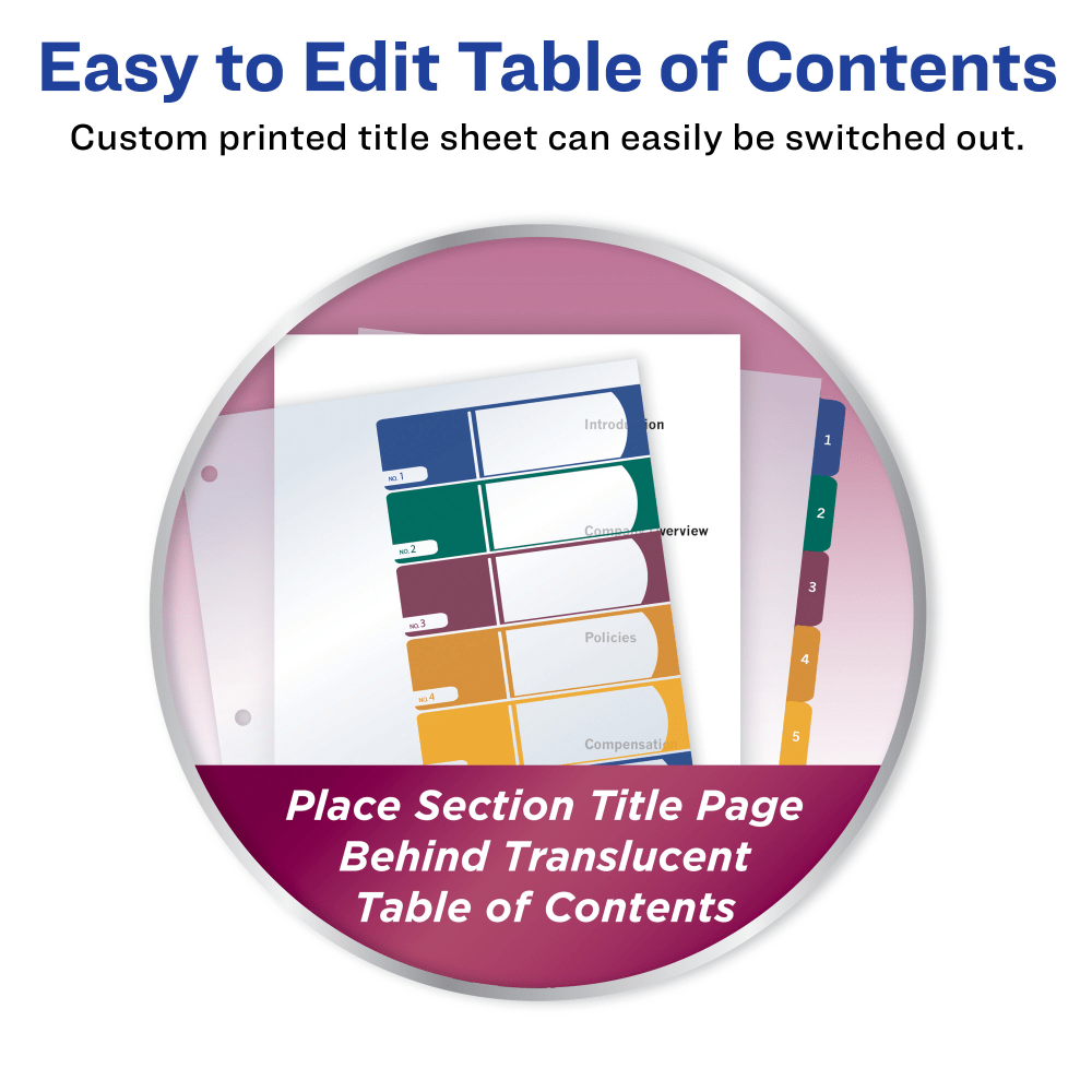 Avery Ready Index Plastic Dividers, 8-Tab & Table Of Contents, Multicolor