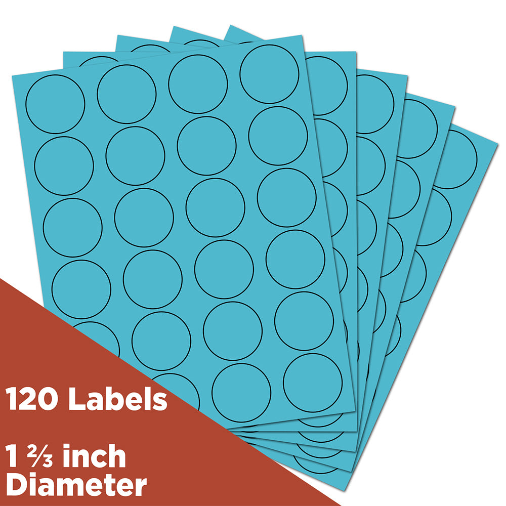 JAM Paper Circle Label Sticker Seals, 1 2/3in, Blue, Pack Of 120