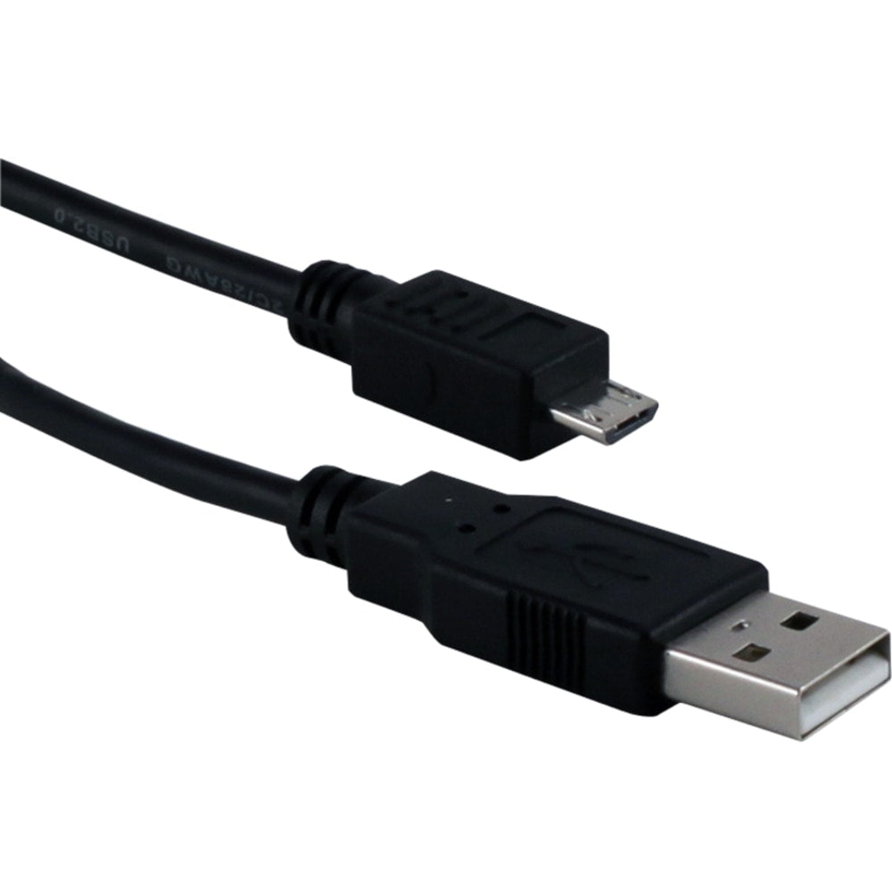 QVS Micro-USB Sync & Charger High Speed Cable - 16.40 ft - First End: 1 x 4-pin USB 2.0 Type A - Male - Second End: 1 x 5-pin Micro USB 2.0 Type B - Male - Gold-flash Plated Contact - Black