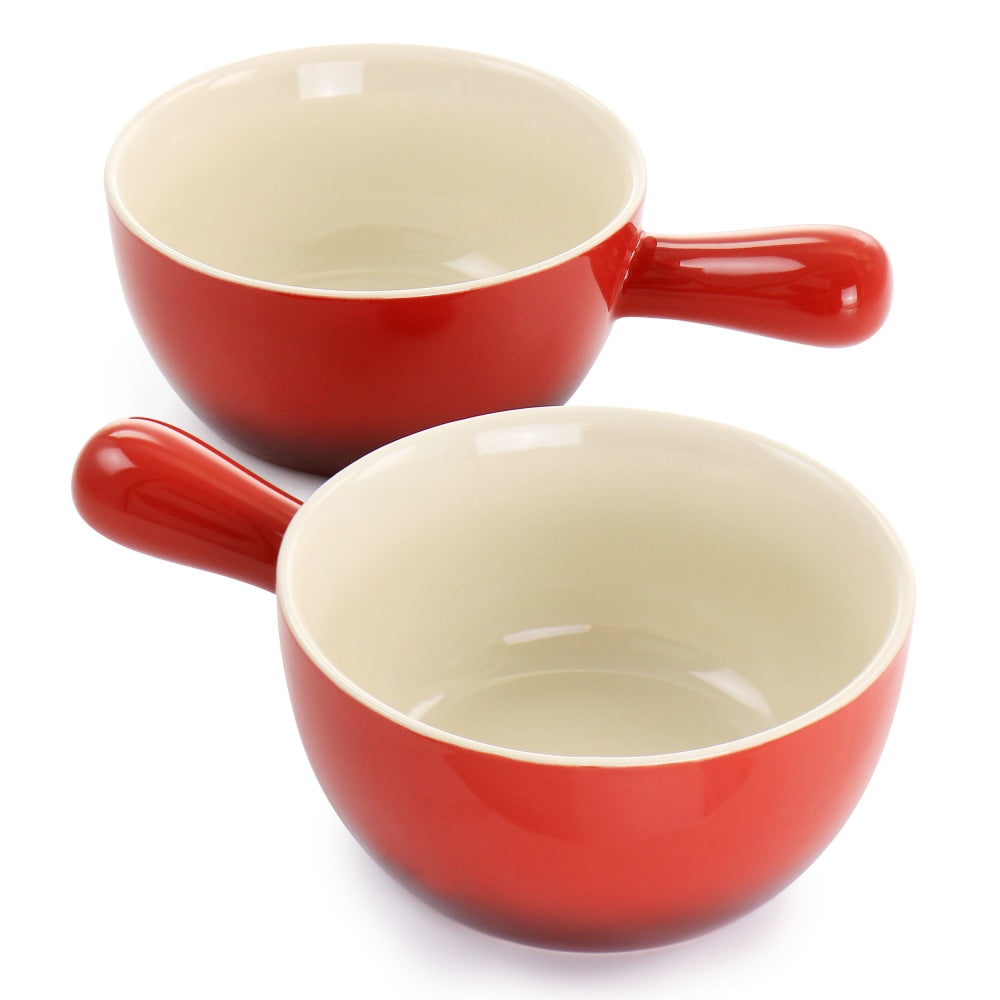 Gibson Crock Pot 2-Piece Stoneware Soup Bowl Set, 22 Oz, Red