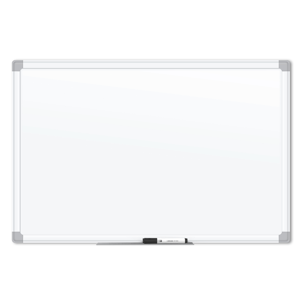 U Brands Magnetic Dry Erase Porcelain Steel Board, 36in X 24in, White Aluminum Frame