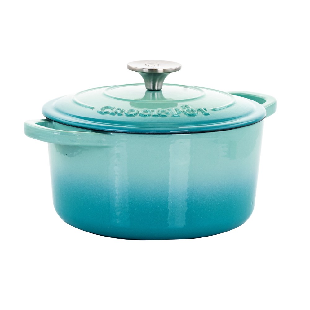 Crock-Pot Artisan 2-Piece Enameled Cast Iron Dutch Oven, 3 Quarts, Aqua Blue