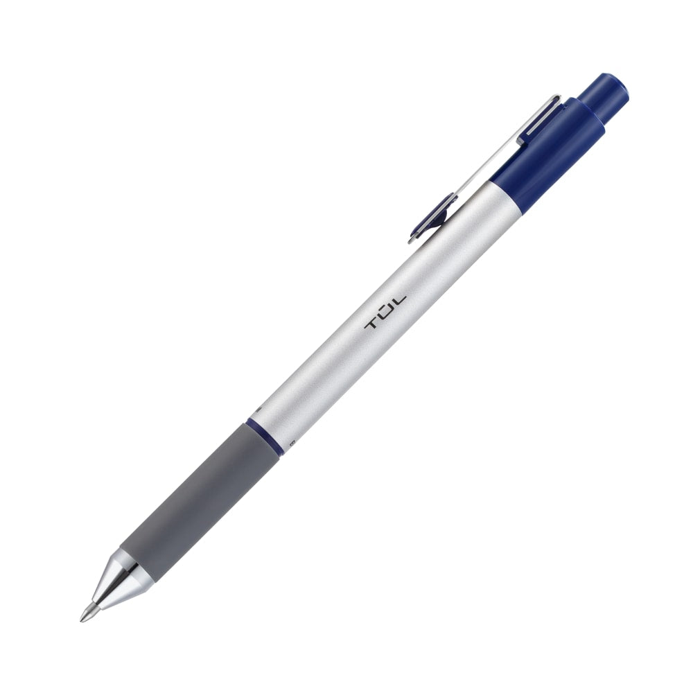 TUL BP Series Retractable Ballpoint Pens, Medium Point, 1.0 mm, Silver Barrel, Blue Ink, Pack Of 12 Pens