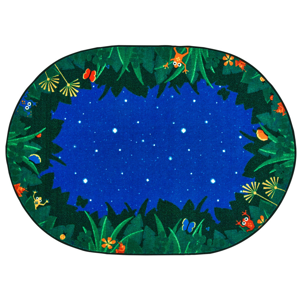 Carpets For Kids Premium Collection Peaceful Tropical Night Activity Rug, 6' x 9', Blue