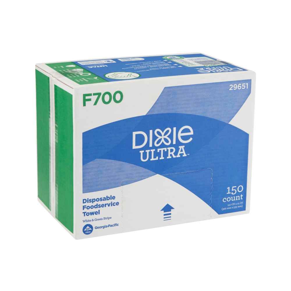 Brawny Dixie Ultra F700 Disposable Foodservice Towels By Gp Pro, White & Green Stripe, 150 Towels Per Box