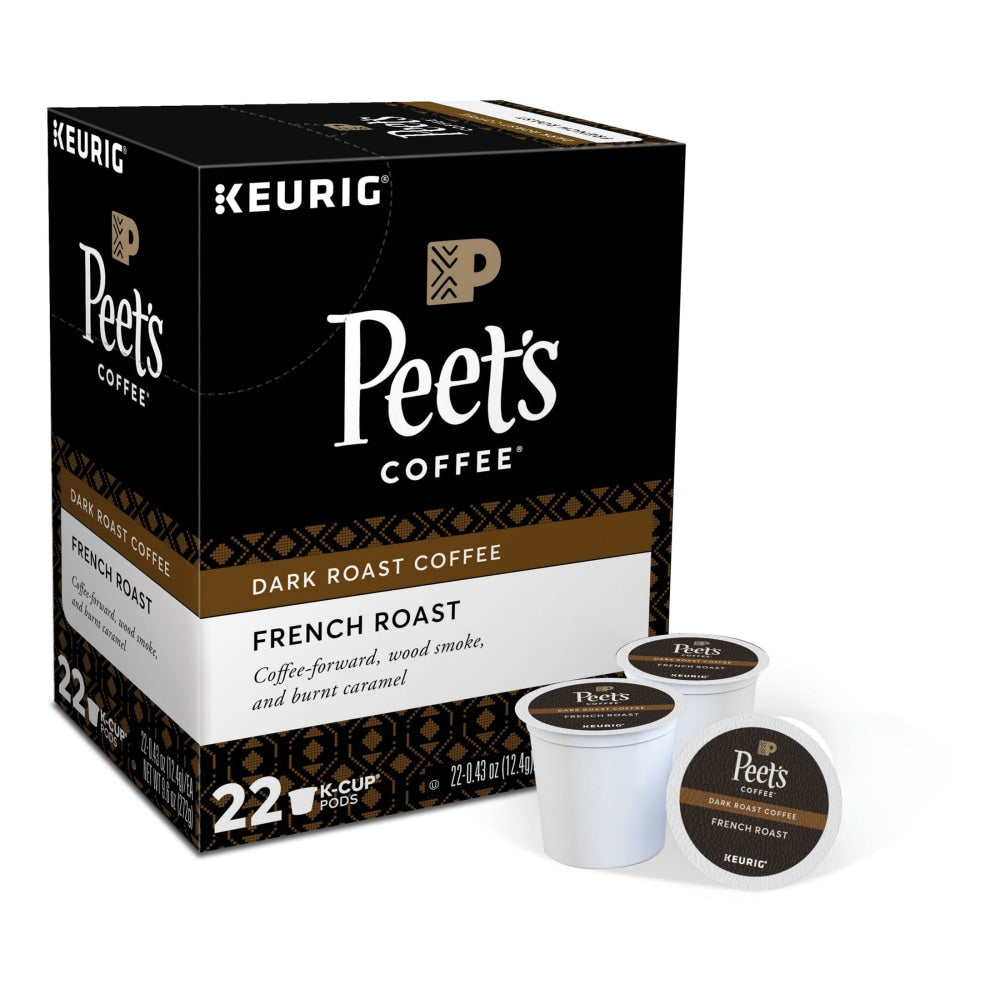 Peets Coffee & Tea Single-Serve Coffee K-Cup Pods, French Roast, Carton Of 22