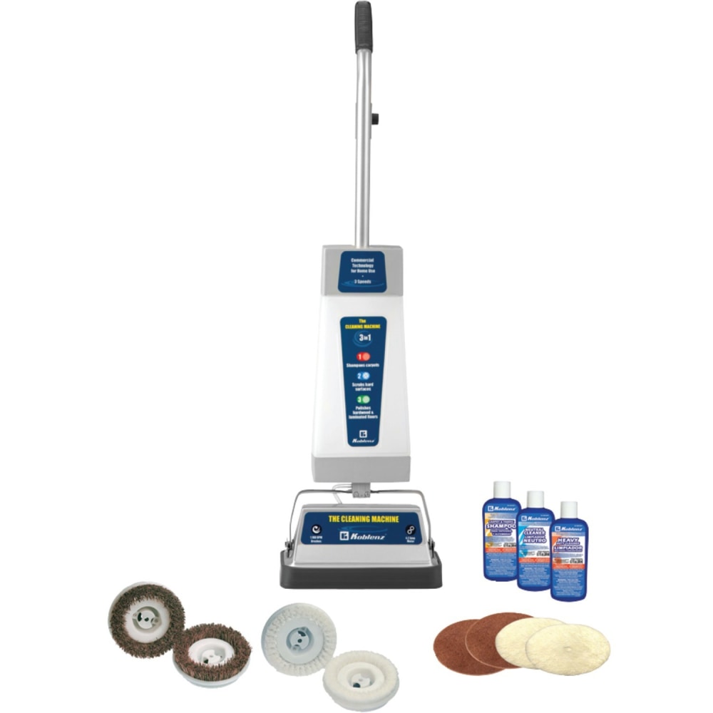 Koblenz P2500B Upright Scrubber - 3.75 quart Water Tank Capacity - Brush, Scrubbing Brush, Polishing Pad, Buffing Pad - Carpet - 4.20 A - Blue, Gray