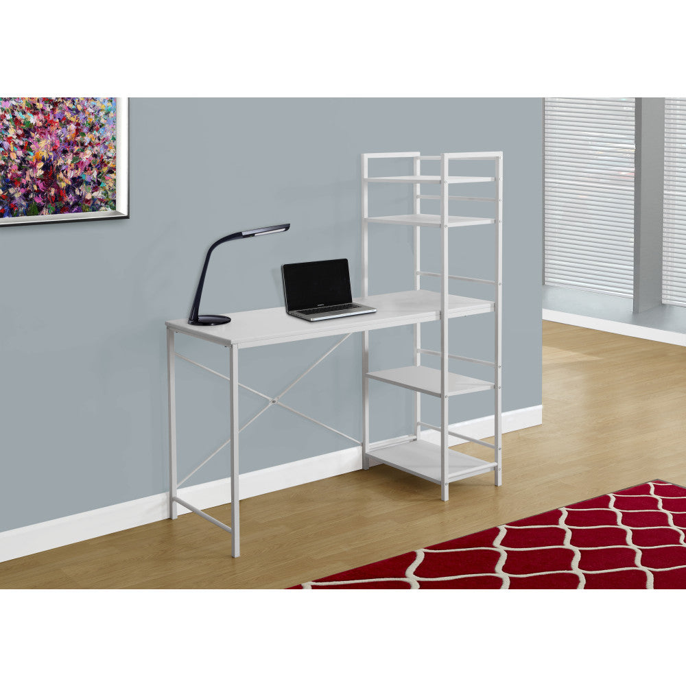 Monarch Specialties 48inW Metal Computer Desk With Bookcase, White