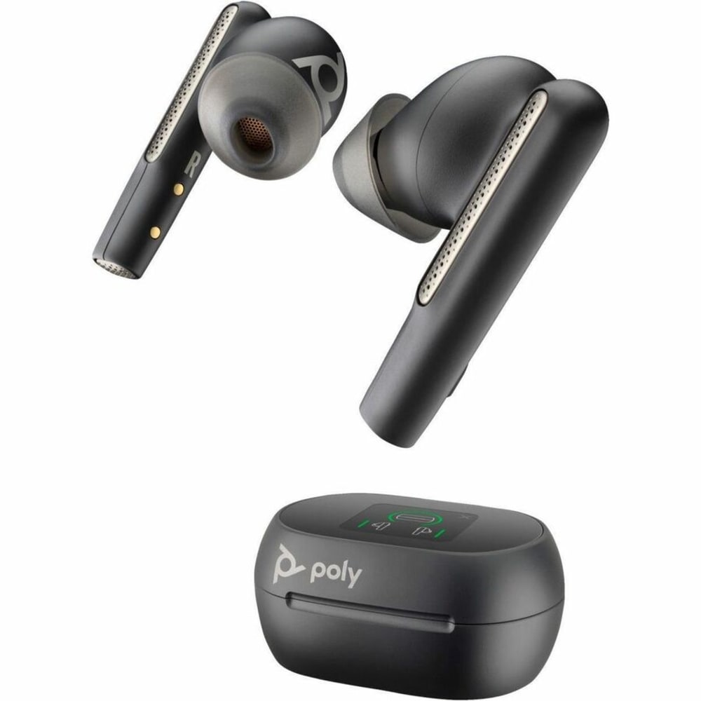 Poly Voyager Free 60+ UC Earset - Google Assistant, Siri - Stereo - True Wireless - Bluetooth - 98.4 ft - 20 Hz - 20 kHz - Earbud - Binaural - In-ear - Carbon Black