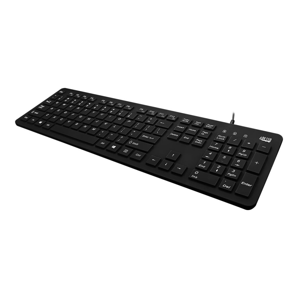 Adesso AKB-235UB USB Antimicrobial/Waterproof Keyboard With Touchpad, Black