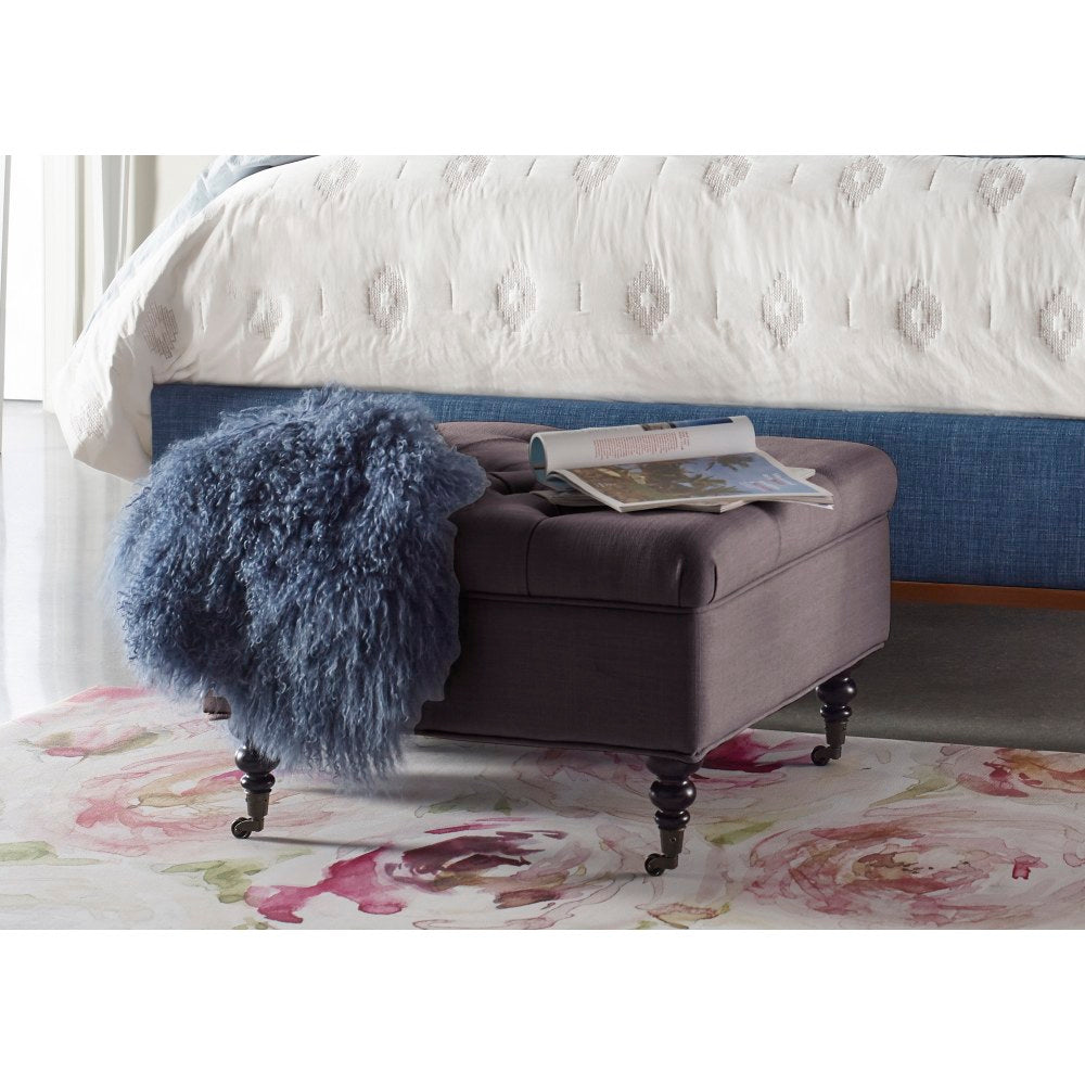 Serta Abbot Square Tufted Ottoman, Midnight Charcoal